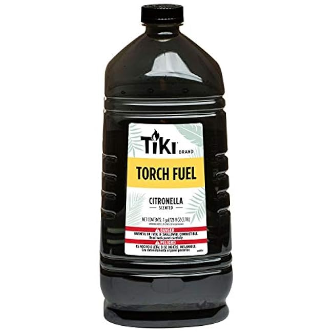 TIKI Citronella Torch Fuel - 1 Gallon (128 oz.), Easy Pour, Long-Lasting for Outdoor Torches & Table Torches, with Citronella & Lemongrass Oil, for Patio, Garden & Backyard Use