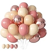 CVPARTON Pink Rose Gold Balloons, 55 PCS 12 Inch Assorted Colors Dusty Retro Pink, Ivory, Nude, M...