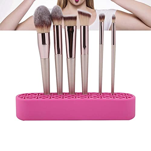 Image of AKOAK 1 Pack Silicone Makeup Brush Holder, Cosmetics Storage Box Desktop Finishing Container, Painting Pen Holder Sewing Craft Organizer (Pink)
