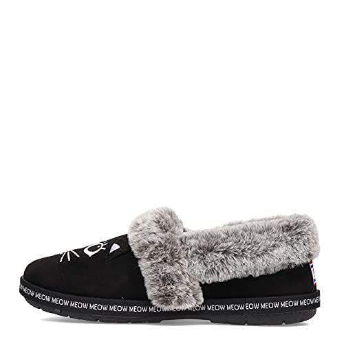 Skechers Women's BOBS Too Cozy - Meow Pajamas Slipper - Wide Width Black 5.5 W4
