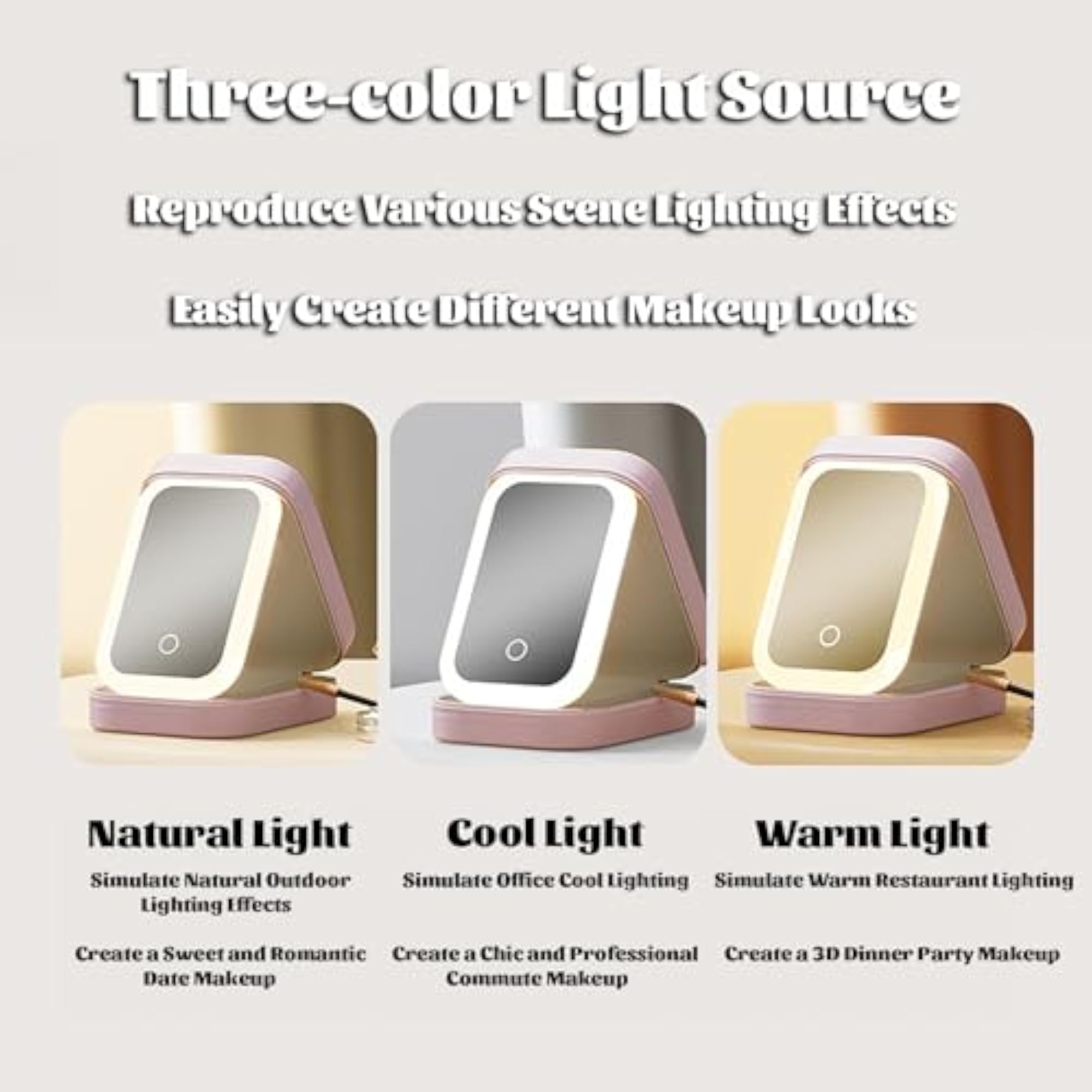 Leather Travel Makeup Bag with LED Mirror