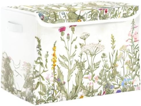 Miniatura 8 de DOMIKING Cesta de almacenamiento de flores silvestres contenedores de almacenamiento decorativos con tapas para organizadores de juguetes cajas de