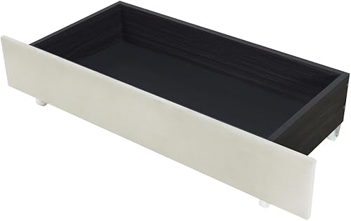 Miniatura 24 de Base de cama flotante tamaño Queen con luces LED y carga USB, marco de cama LED de plataforma tapizada moderna, no necesita somier (blanco-1)