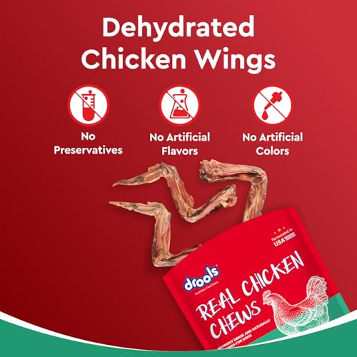 Image of Drools Puppy & Adult Dog Treats Dehydrated Chews Wings, 70g| Real Chicken Flavour | Vital Nutrients | Digestive Health | Protein-Packed | Tasty & Nutritious