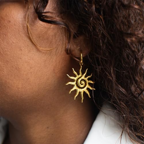 hotoo Gold Sun Dangle Earrings For Women Dainty Hoop Dangle Earrings Minimalist Huggie Hoops Hypoallergenic Trendy Jewelry Birthday Holiday Gifts3
