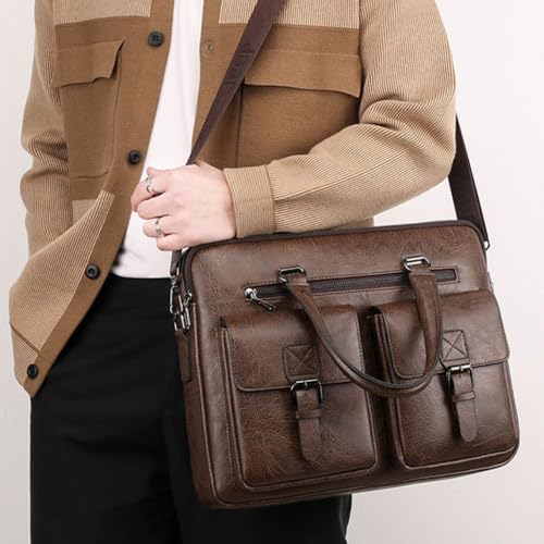 Image of CAVALO - Be Unique Leather Men's Laptop Bag Retro Messsenger Bag Men's Handbag Crossbody Bag Personality Briefcase (upto 14 inch) | Premium PU Leather