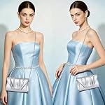 Clutch Purses for Women, Pleated Shimmer Patent Leather Evening Bag, Elegant Envelope Clutch Bag for Wedding Prom