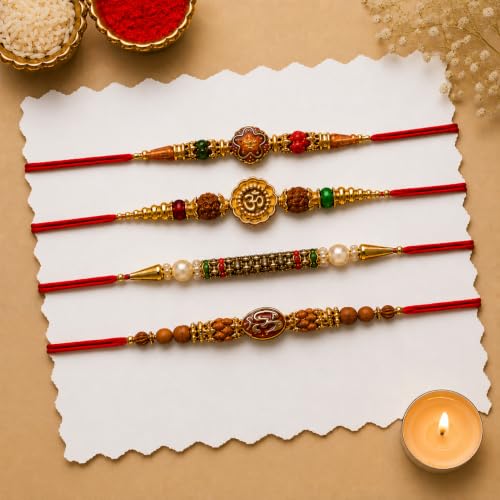 Image of Oblivion Rakhi for Brother - Multicolour Elegant Designer Dora Rakhi for Bhai with Silver Colour Coin, Tilak Set and Greeting Card - Traditional Raksha Bandhan Combo for Bhai