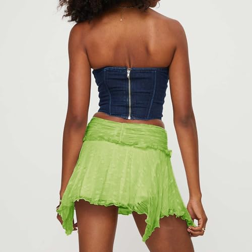 Womens Low Rise Lace Mini Skirt Y2k Layered Pleated Ruffle Short Skirt Flowy Underskirt Fairy Half Slip Skirt2