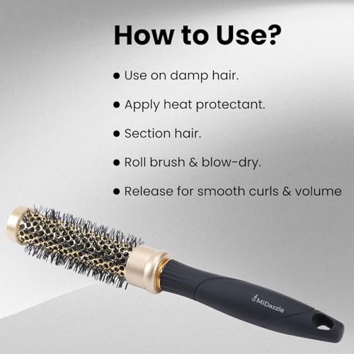 Image of Midazzle Professional Blow Dry Curl Hair Brush for Frizz-Free Styling, Curling, Volumizing & Waves for Women & Men, All Hair Types, Salon & Personal Use (MIHB0012)
