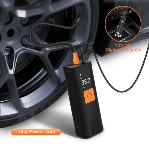 Image of Tire Inflator Portable Air Compressor -150PSI Fast Inflation with Digital Tire Pressure Gauge, Accurate Dual LCD Display & LED Light, for Car /Motorcycle /E-Bike /Ball-One Click Smart Air Pump