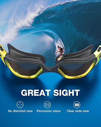 Zionor Swim Goggles, G1 Ultra Photochromic Polarized Swimming Goggles For Men Women Adult, Uv Protection Leakproof Easy Adjustable Strap For Indoor Outdoor Swimming (Polarized + Gold) #TOP4
