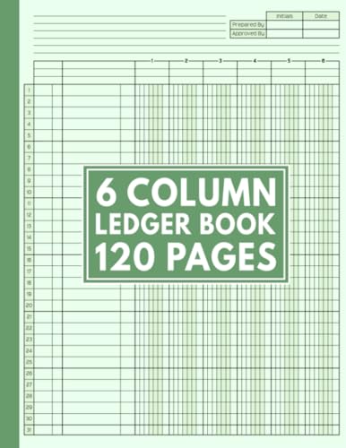6 Column Ledger Book: Simple Customizable Log Book for Bookkeeping and Accounting | Account Record Book for Personal Finance and Small Business Organizer Green