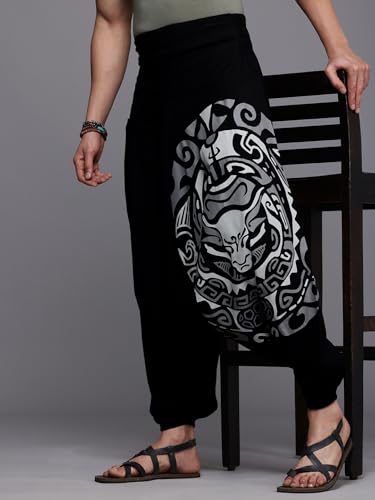 Image of The Veshti Company Printed Harem Pants for Men's Cotton Hippie Style Baggy Boho Yoga Pajama Pant with Pocket