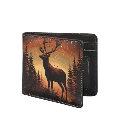 Image of Coldinair Elk Teen Boys Wallet Galaxy Forest Kids Wallet for Teen 9-12 /8-12 /12-14 PU Leather Bifold Rfid Blocking Wallet Slim Coin Purses for Men,Boy,Teen