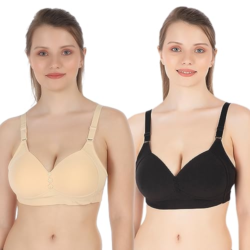 Image of Tweens Lite Wite - Minimiser Medium Padded Cotton Lycra Bra (Plus Size) - Triple Hook - Full Coverage - Wirefree - Seamless T-Shirt Bra