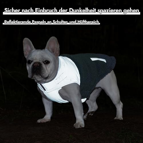 SGSPET Hunde-Wintermantel, Warmes Polsterfleece, Weste mit Geschirr, Wasser-Winddicht, reflektierend, bequem, verstellbar, für kleine/mittel Hunde (Blau, XS(Chest 32cm))