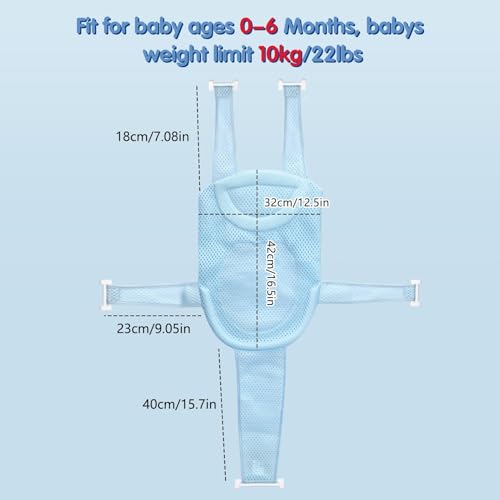 Image of Colorlife Baby Bath Seat Support Net Infant Bathing Seat Support Mat, Adjustable Comfortable Non-Slip Five-Pointed Baby Shower Net Bathtub Sit Up Mesh for Newborn 0-12 Months-Blue(No Bathtub)