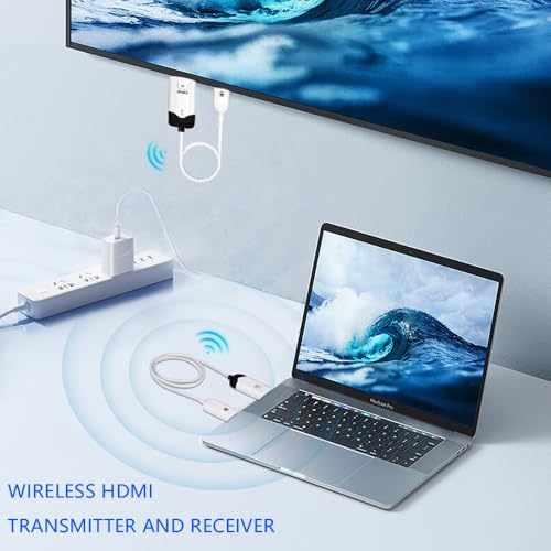 Image of Wireless HDMI Transmitter and Receiver, 4K Decode 1080P Output Wireless HDMI Extension kit,165FT /50M range,For Laptops,TV box, PS4 /5, Cameras to Project To TV /Projector /Monitor /audio Transmission.