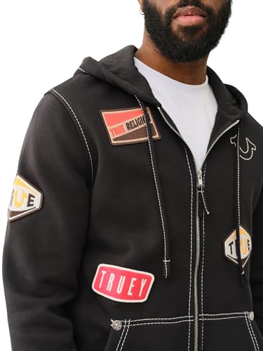 True Religion Patch Big-T Zip Hoodie - Jet Black | Full Zip Sweatshirt2