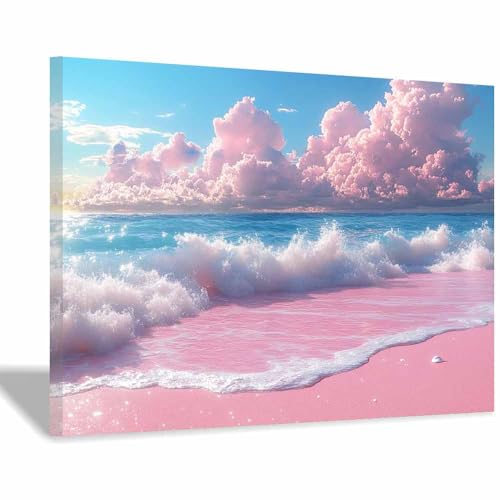 Plage sable rose tableau moderne pour décoration de chambre et café