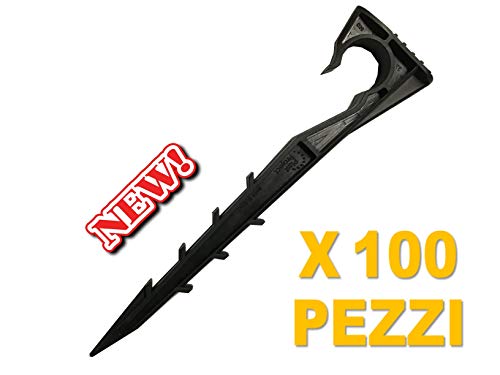 Opengardenweb - Kit de 100 piquetas de Anclaje para Manguera de Goteo de 16 mm o 20 mm para riego por Goteo y huerto, Fabricado en Italia, Altura 18 cm