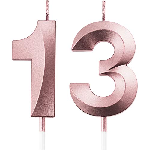 BBTO 13th & 31st Birthday Candles Number Candles Cake Topper Decoration for Birthday Wedding Anniversary Celebration Supplies(Rose Gold)