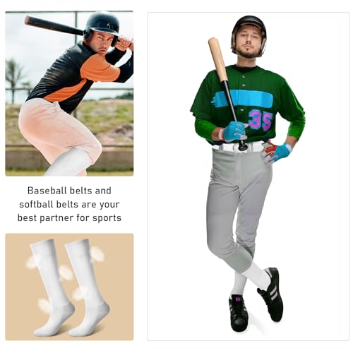 Image of Zhanmai Baseball Belt and Socks Combo, Adjustable Elastic Belt and Softball Socks, Multiple Sizes for Youth Boys Girls, Adult