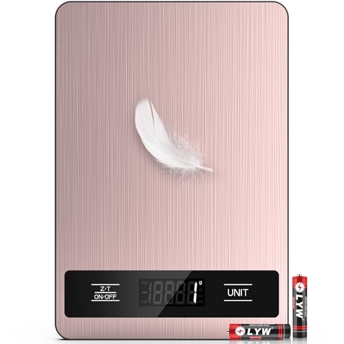 Suidreams Food Scale, 11lb Digital Kitchen Scale Weight Grams and Ounces for Baking, Cooking and Meal Prep, 1g / 0.1oz Precise Graduation with 6 Units and Tare Function, LCD Display & Stainless Steel