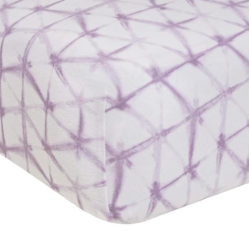 Image of Burts Bees Baby Pattern Fitted Crib Sheet Organic Cotton BEESNUG - Lavender Glistening Tie Dye Prints, Fits Unisex Standard Bed and Toddler Mattress, Infant Essentials, 52 x 28 Inch 1-Pack