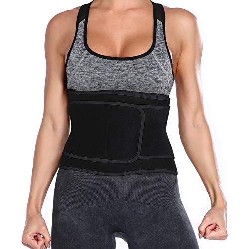 SLIMBELLE Waist Trainer Belt Neoprene Waist Cincher Trimmer Sauna Workout Girdle Slimming Belly Band for Women Black L