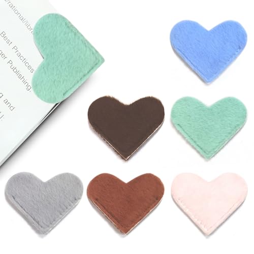 Image of Leather Heart Bookmark - Winjeto 6PCS Book Marks for Reading Women Gifts | Book Lovers Club Gifts | Cute Bookmarks | Gifts for Readers Teachers | School Office Home Supplies Accessories Stationary