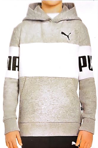PUMA Pullover Hoodie Youth White/Gray Fleece Outwear3