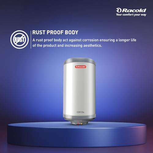 Image of Racold CDR DLX 10L Vertical ABS Body 5 Star Water Heater (Geyser) - 7 Yrs Tank Warranty, Corrosion Prevention With Superior Titanium Enameled Tank Coating | Free Standard Installation & Pipes