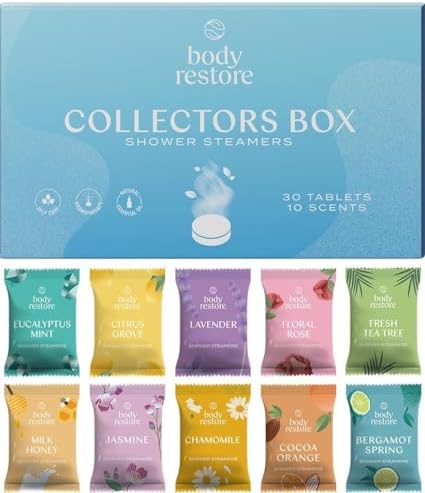 Body Restore Shower Steamers Aromatherapy – 30 Count – Valentines Day Gifts, Relaxation Birthday Gifts for Women and Men, Stress Relief and Luxury Self Care – Collector’s Box Body Restore Shower Steamers Aromatherapy – 30 Count – Valentines Day Gifts, Relaxation Birthday Gifts for Women and Men, Stress Relief and Luxury Self Care – Collector’s Box