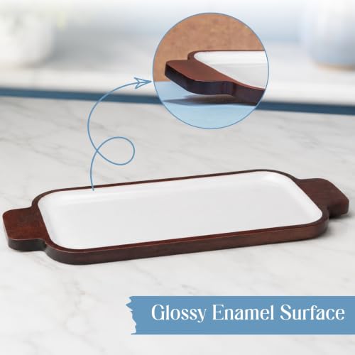 Image of Chill Out Serving Tray with Enamel Finish | Wooden Serving Tray for Kitchen & Dining, Decorative Tray for Home Decor & Coffee Table