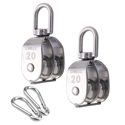 M20 Umlenkrollen für Seile, Doppel Flaschenzug, Edelstahl 304, Seilrolle Fitness, Riemenscheibe, Seilrollen, Pulley, Riemenscheiben Abzieher, für Seile von Seilhebern, Schiffen, Yacht, 2 Stück M20 Umlenkrollen für Seile, Doppel Flaschenzug, Edelstahl 304, Seilrolle Fitness, Riemenscheibe, Seilrollen, Pulley, Riemenscheiben Abzieher, für Seile von Seilhebern, Schiffen, Yacht, 2 Stück