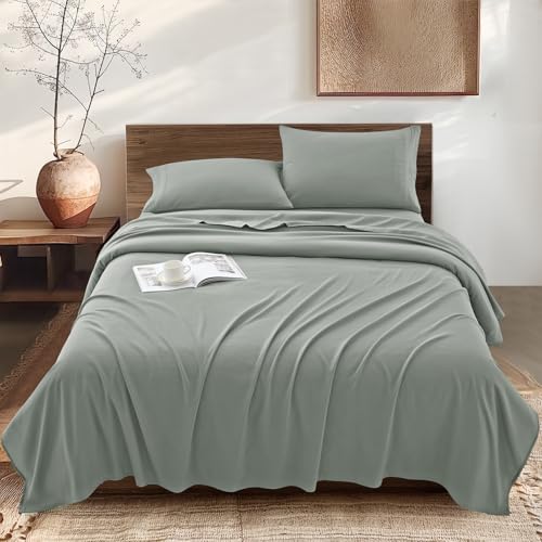 Vonty Twin Size Bed Sheets Grey Sheet Set - 1800 Thread...