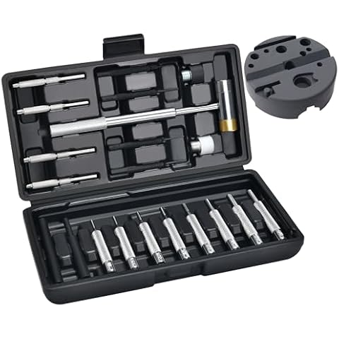 Punch Set, Roll Pin Punch Set, Punch Tool, Pin Punches with Replaceable Face Hammer, Made of Hollow, Steel, and Plastic Punch, Ideal for Repairing Pistols with Bench Block Cover