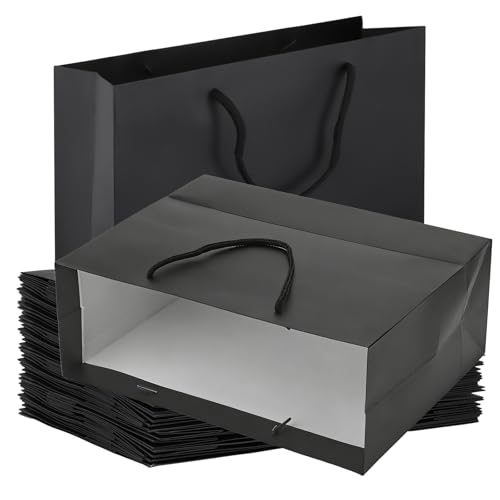 Sacs cadeaux noirs papier kraft grand format pour emballer facilement vos cadeaux volumineux lot de 30