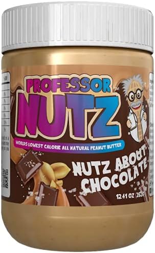 Professor Nutz Organic Peanut Butter- Low Calorie, Nut Butter, Natural Peanut Butter, Natural Fiber, Healthy Peanuts, Great source of Protein, 30 Essential Vitamins - 12.41 Oz, Chocolate 4 Pack
