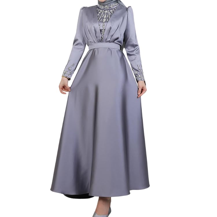 Robe de soirée longue noire en cristal de haute couture à col haut