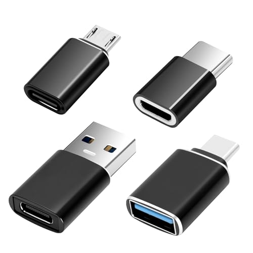 USB Adapter Set, 4 St&uuml;ck USB auf Type-C Adapter, MicroUSB to Type-C Adapter, kompatibel mit MacBook Pro, Samsung Galaxy, Handy, PC