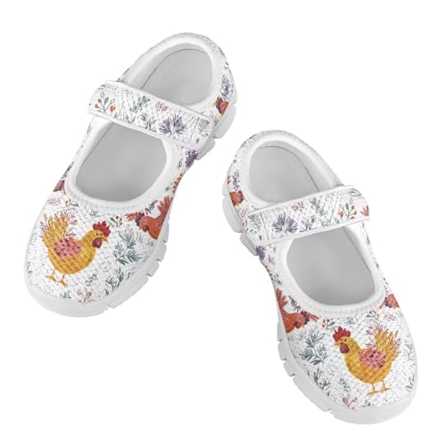 Cartoon Chicken Print Girls Dress Shoes Toddler Mary Jane Girls School Shoes Kids Breathable Mesh Walking Shoes for Travel，Wedding,Party2