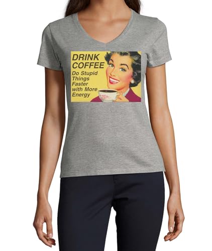 T-shirt gris coton femme col V résistant pour en finir avec les hauts sans style