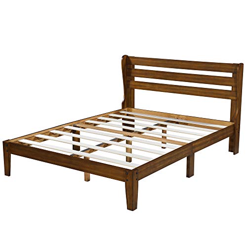 Sleeplace Wood Platform Headboard, Full Bed Frame, Natural #TOP2