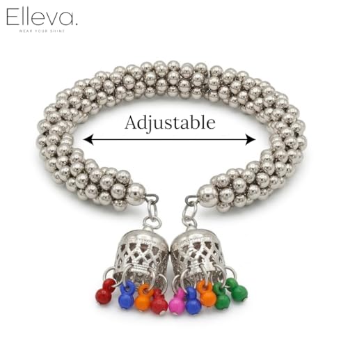 Image of Traditional Bangles set for Women | Oxidised Jewellery Bracelet for Girls Stylish | Latkan Chain Peacock Bangle Bracelet Adjustable for Navratri Festive Jewelry set of 1 (Pack of 1)