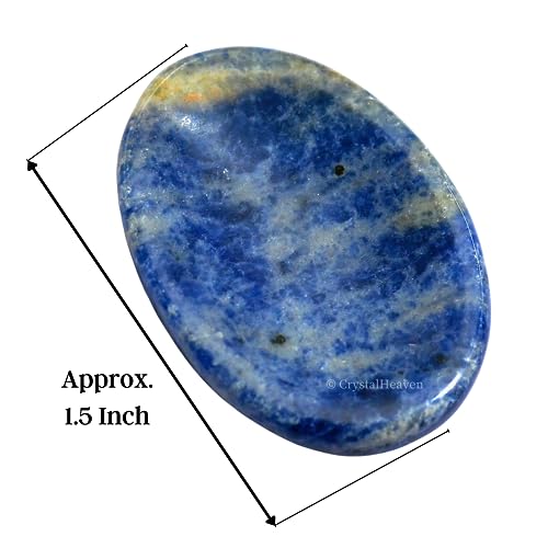 Image of Certified Sodalite Crystal Thumb Worry Pebbles Stones for Anxiety Stress Relief Massage - AAA Grade Original Healing Gemstone Agate Rubbing Stone for Yoga Meditation Spiritual Reiki Feng Shui