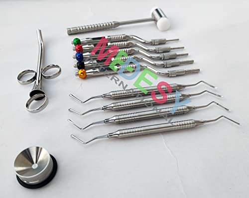 Sinus Lift Osteotome Offset Concave Tip Sinus Lift Implant Bone Preparation With Lucas Curette And Mallet 12 Pcs Dental Instruments By Medesy #TOP2