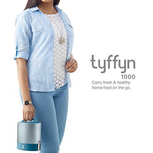 Image of VAYA TYFFYN 1000ml Insulated Lunch Box for Office Men with 3 Stainless Steel Containers and VAYA Tydbyt 650ml Kids Lunch Box with 3 Compartments, Leakproof Bento Style, Blue Combo